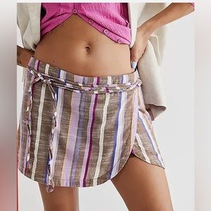 NWOT Free People Mulberry Stripe Cotton Catalina Skort 0/2